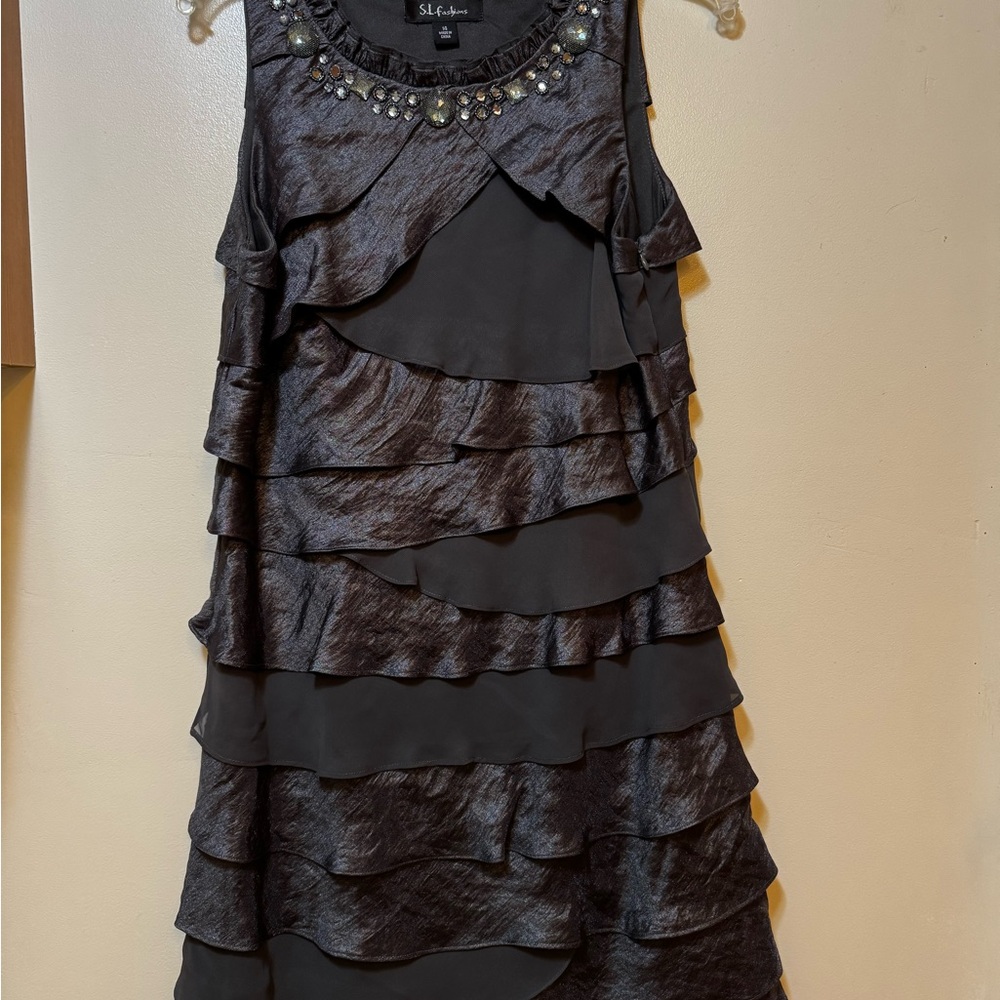 SL Fashions Black Layered Mini Dress